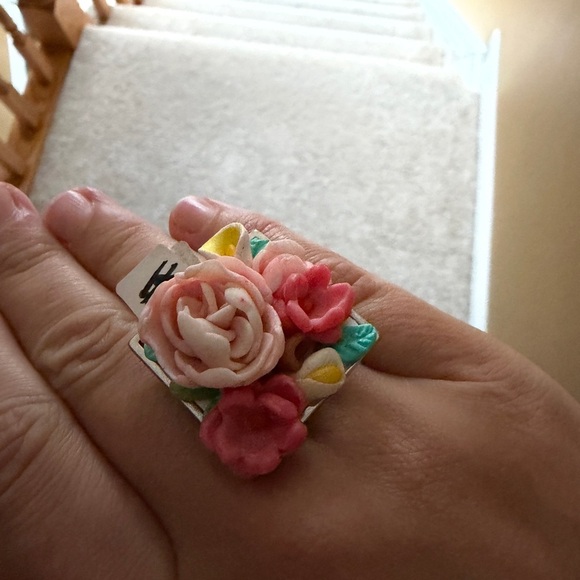 Handmade Floral Polymer Clay Ring - Picture 7 of 7